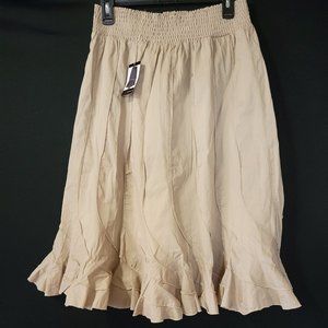 Grace Element Women's Flounce Skirt Size Large Tan Elastic Waist
